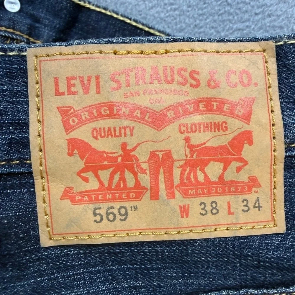 Levis 569 Jeans Loose Straight 38x34 (FIT 41x33) Baggy Dark Wash Denim Skater